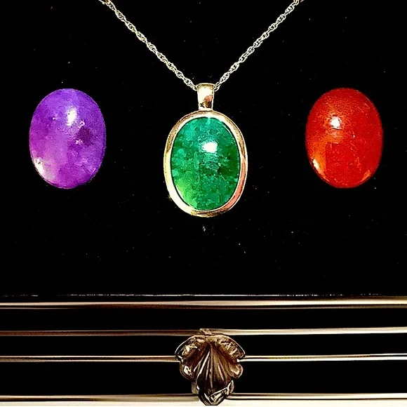 CHINESE DRAGON STERLING SILVER REVERSIBLE INTERCHANGEABLE JADE